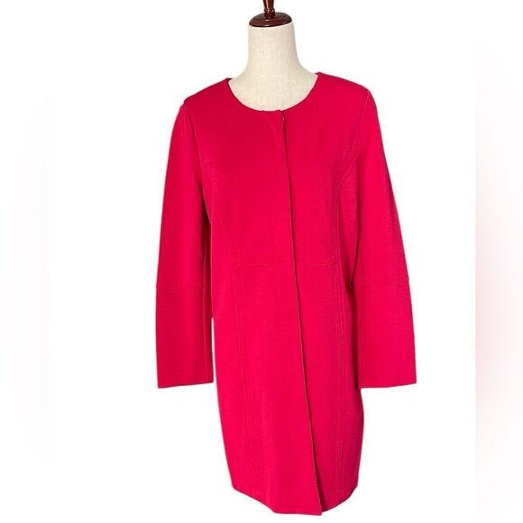 Chico’s mid length red snap front jacket size small (0) - Picture 2 of 6